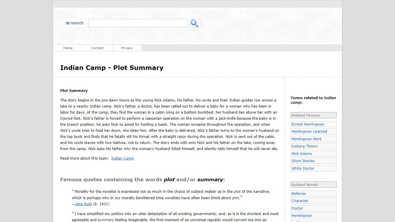 Indian Camp - Plot Summary - LiquiSearch